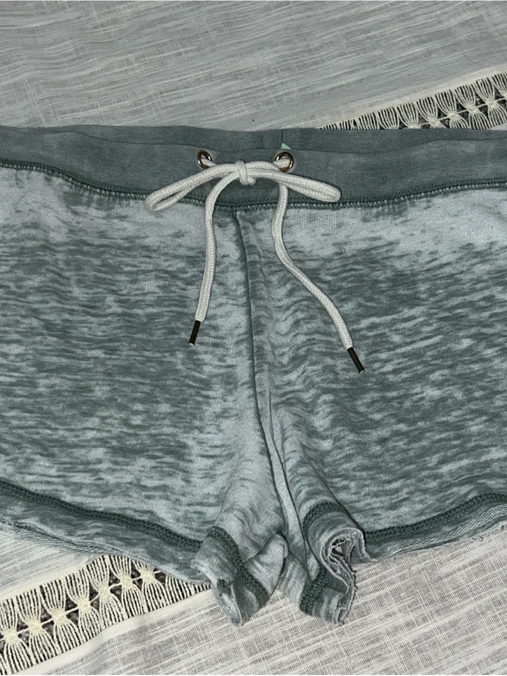 Honeydew Intimates Teal Burnout Lounge Shorts with White Drawstring